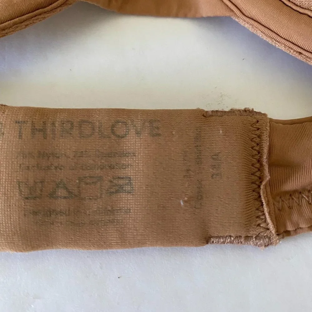 ThirdLove Women's 24/7 Class TShirt Memory Foam Pleated Strap Mocha Bra Size 34A